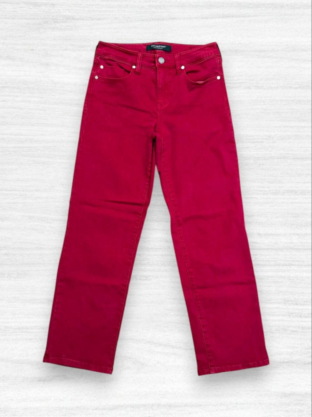 Liverpool Kennedy Straight Leg Jeans Raspberry Red Stretch Denim Size 2/26